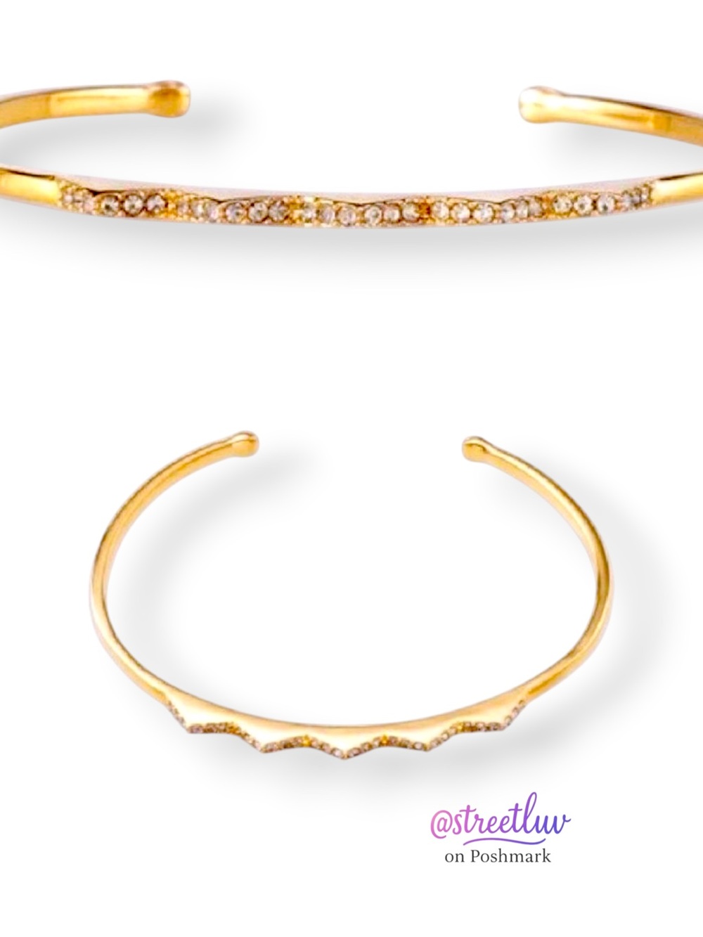 Stella & Dot Pave Chevron Cuff Gold Tone Crystal Statement Bracelet